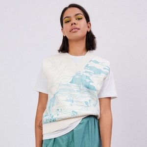 NWOT Oversized Artsy White Sweater Vest